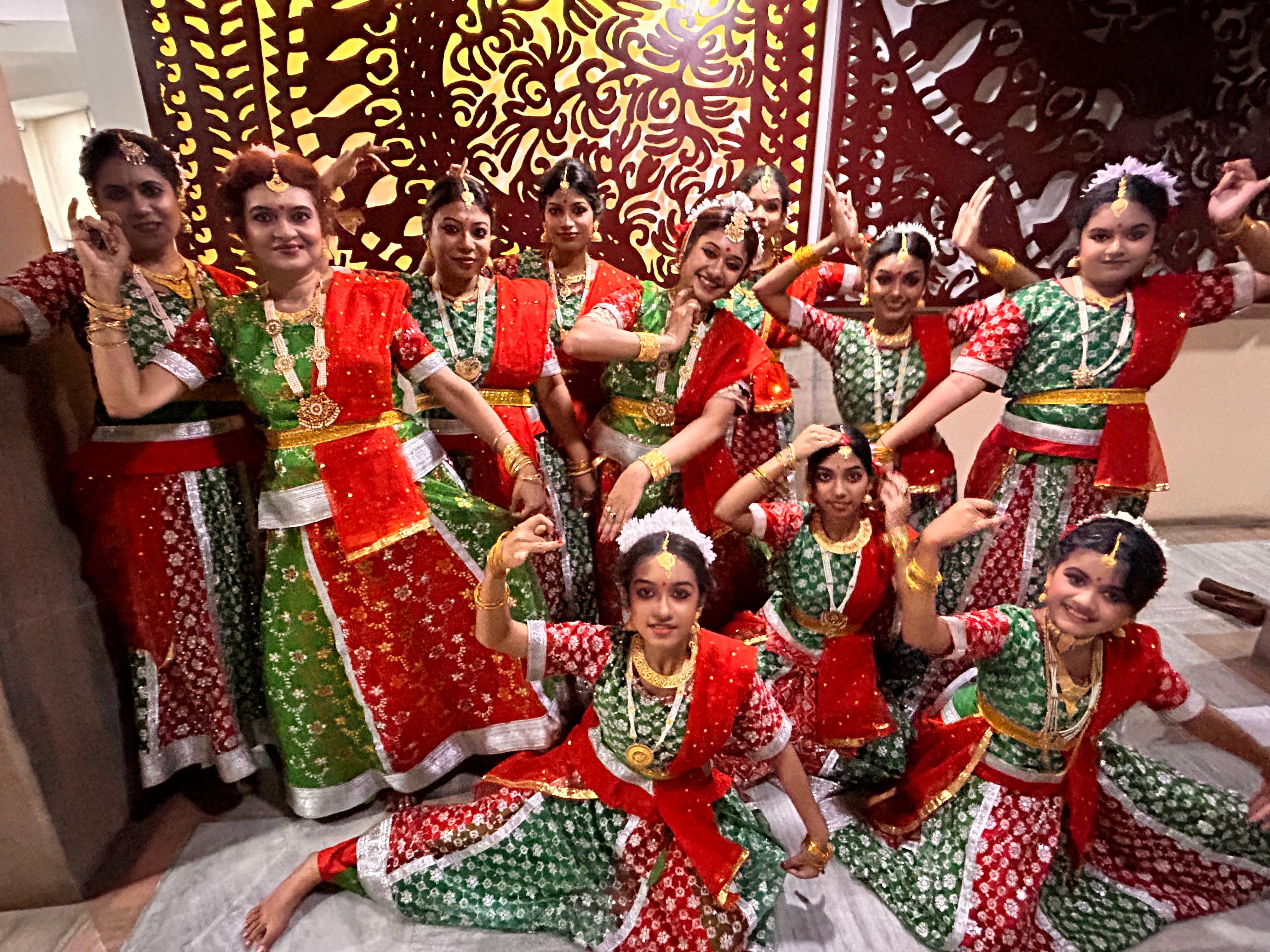 Group classical dance performance at Chhandam Dance Academy Kolkata